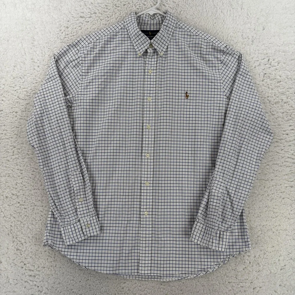 Ralph Lauren Shirt Mens 2XL Check Slim Fit Stretch Oxford Button Down Pony Logo